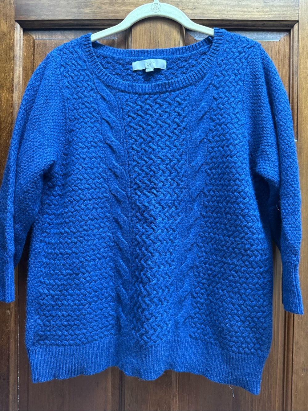 LOFT Women's Cable Knit Sweater - Deep Blue